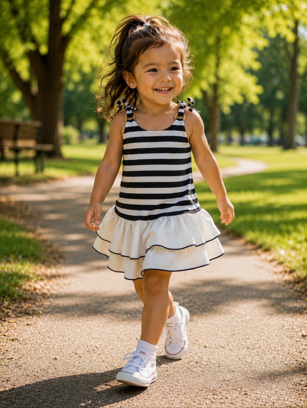 Striped Navy & White Ruffle Sundress for Toddler